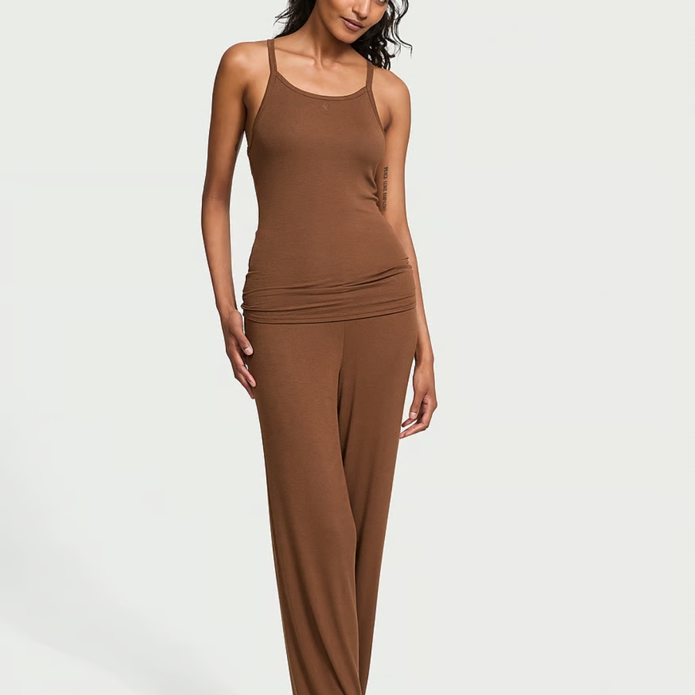 Brown Sleeveless Lounge Set